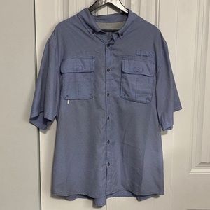 Men’s Cabela’s Blue & White SS Button-Down Shirt w/UPF 30, 2XL